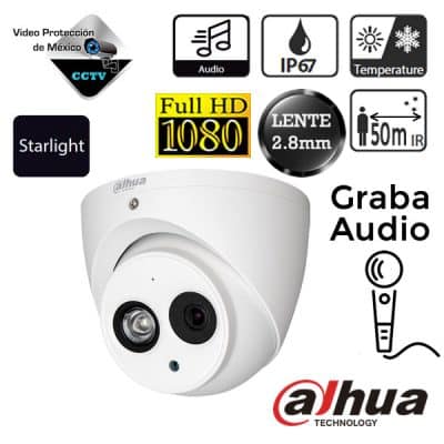 Cámara Domo HDCVI 1080p STARLIGHT 2.8mm AUDIO
