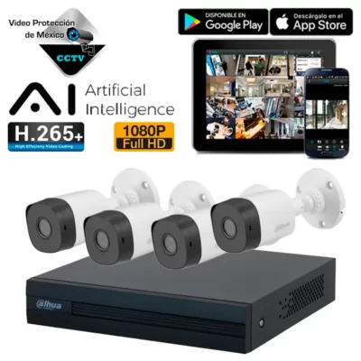 Paquete 4 camaras 1080p 2mp con Inteligencia Artificialrtificail